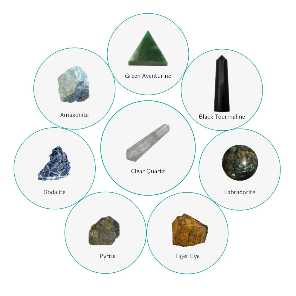 SASARA • Responsibly-Sourced, Genuine Crystals for Abundance & Growth: 8 Piece Crystal Set