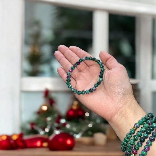 Jewellery Christmas Gift - Stunning Ruby Zoisite Bracelet for Emotional Healing, Passion, and Grounding