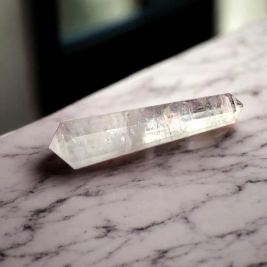 Strong High Frequency Clear Quartz Double Terminated Crystal Wand Pointer for Sale for Amplifying and Manifesting Your Intension. Ideal for Reiki, Energy Work, Healing Practitioner, Meditation, Crystal Therapy, Feng Shui and Vastu Shastra | Premium Quality Crystals | @SASARAworld