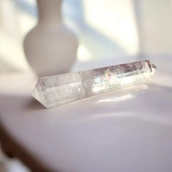 High Vibration Clear Quartz Double Terminated Crystal Wand Pointer for Sale for Amplifying and Manifesting Your Intension. Ideal for Reiki, Energy Work, Healing Practitioner, Meditation, Crystal Therapy, Feng Shui and Vastu Shastra | Premium Quality Crystals | @SASARAworld