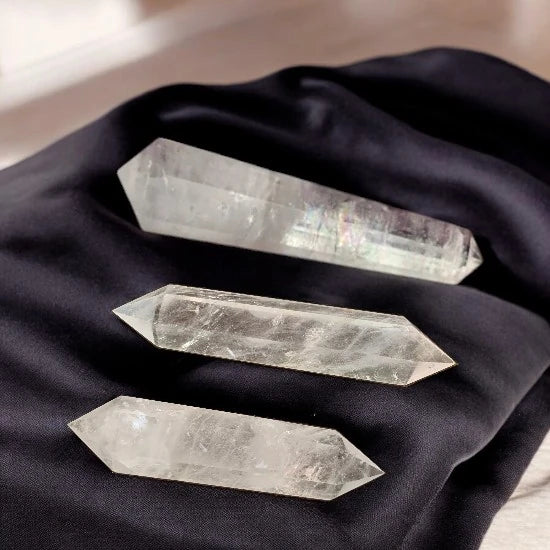 Large High Vibration Clear Quartz Double Terminated Crystal Wand Pointer for Sale for Amplifying and Manifesting Your Intension. Ideal for Reiki, Energy Work, Healing Practitioner, Meditation, Crystal Therapy, Feng Shui and Vastu Shastra | Premium Quality Crystals | @SASARAworld