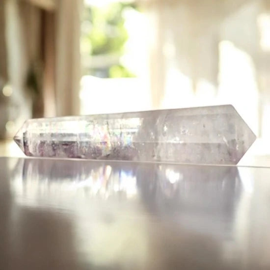 Powerful High Vibration Clear Quartz Double Terminated Crystal Wand Pointer for Sale for Amplifying and Manifesting Your Intension. Ideal for Reiki, Energy Work, Healing Practitioner, Meditation, Crystal Therapy, Feng Shui and Vastu Shastra | Premium Quality Crystals | @SASARAworld