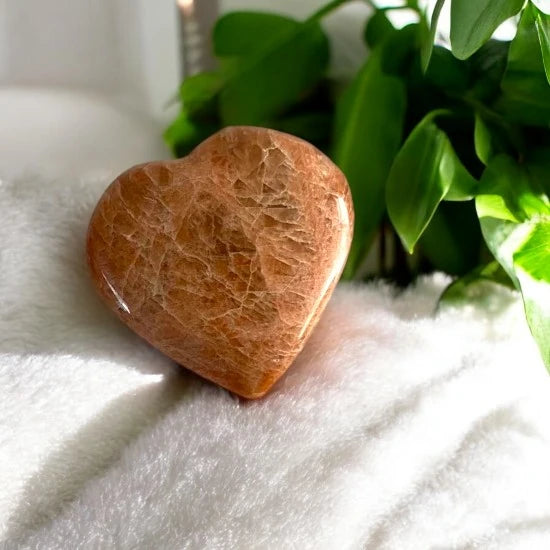 3 Inch Peach Moonstone Crystal Hearts for Joy, Optimism, and Relationships | Premium Quality Crystals | @SASARAworld