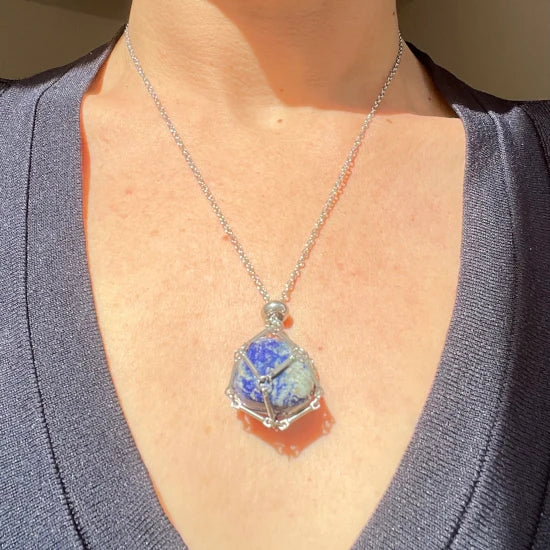 Lapis Lazuli for Confidence Interchangeable Crystal Necklace Set. Mix & Match Crystals Necklace and Chain Set, Silver | Premium Quality Crystals | @SASARAworld