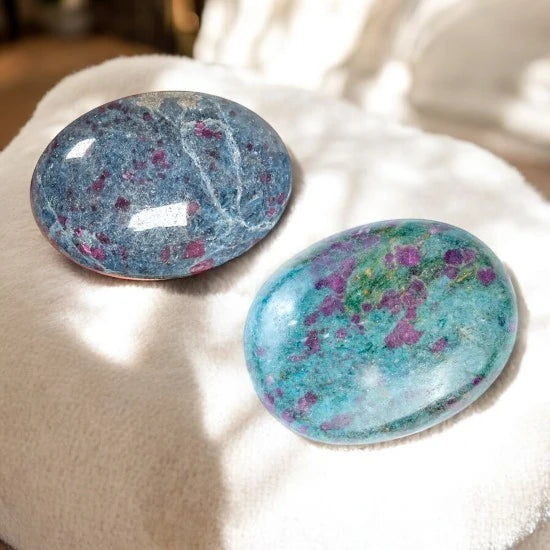 Ruby Kyanite Crystal Palm Stone for Passion, Vitality, Communication and Self-Expression | Premium Quality Crystals | @SASARAworld