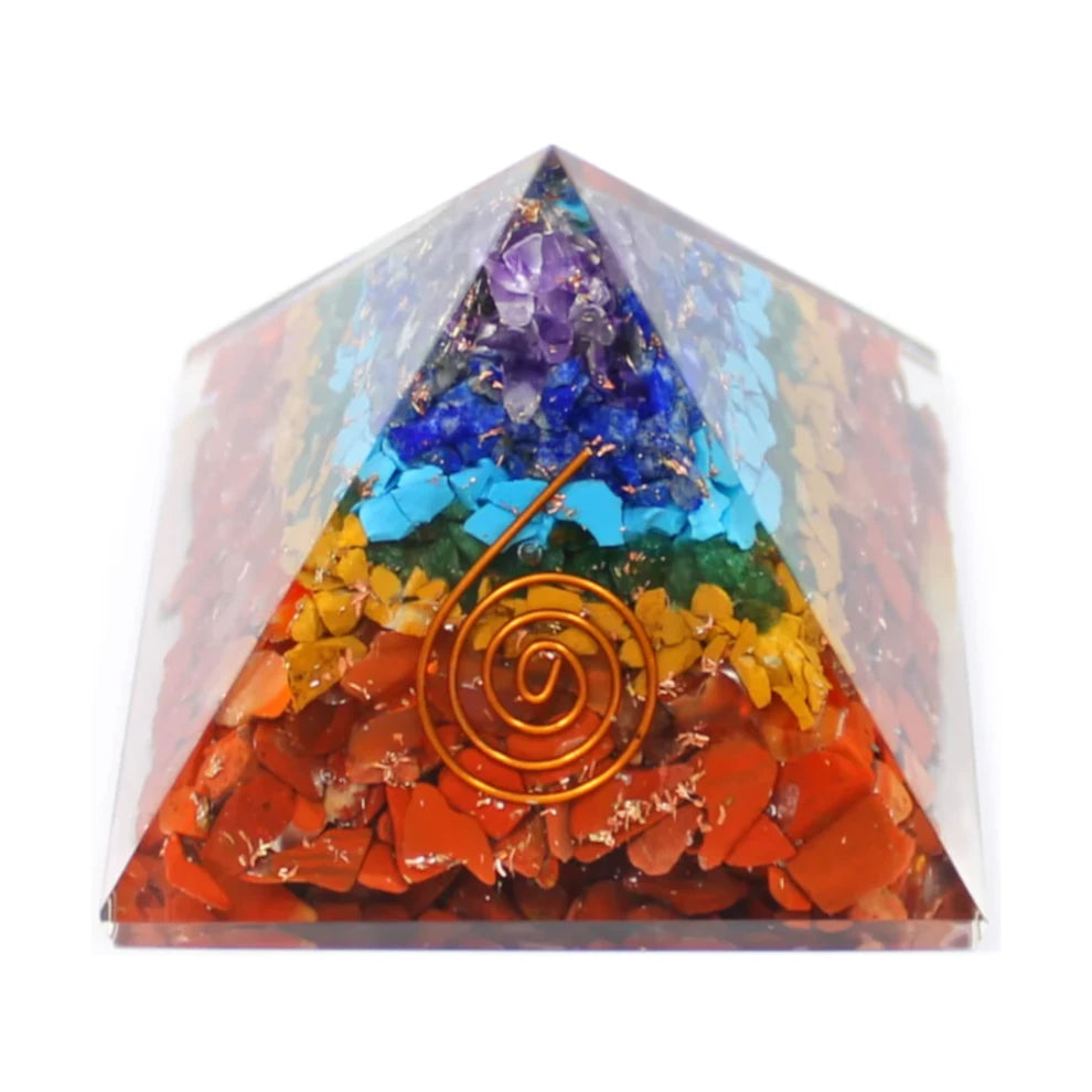 SASARA • Responsibly-Sourced, Genuine Orgonite With Crystals: 7 Chakra Orgone Pyramid