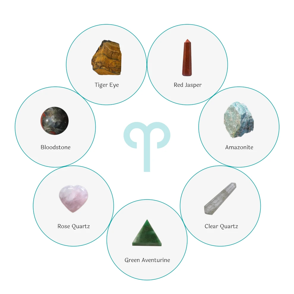 SASARA • Responsibly-Sourced, Genuine Crystals for Aries (March 21 – April 19): 7 Piece Crystal Set