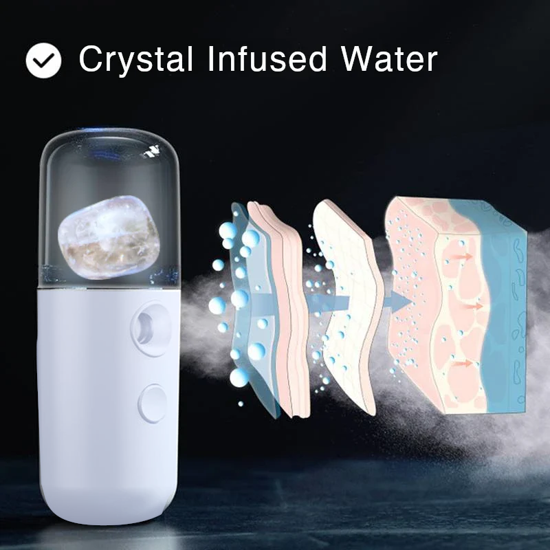 Portable Rechargeable Crystal Mist Room and Car Spray is Designed to Keep you Fresh, Balanced and Rejuvenated by Harnessing the Natural Energies of your Favourite Crystals.