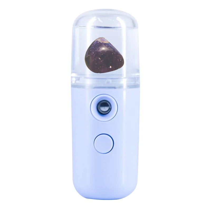 Portable Rechargeable Crystal Mist Room and Car Spray is Designed to Keep you Fresh, Balanced and Rejuvenated by Harnessing the Natural Energies of your Favourite Crystals. Blue with Amethyst