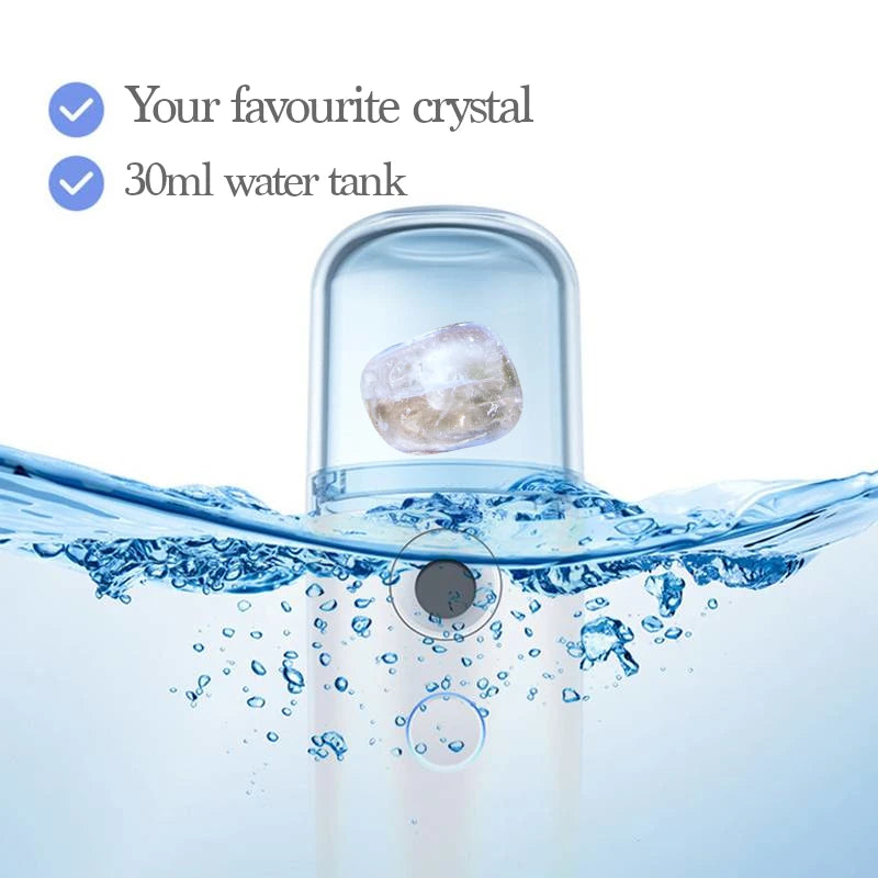 Portable Rechargeable Crystal Mist Room and Car Spray is Designed to Keep you Fresh, Balanced and Rejuvenated by Harnessing the Natural Energies of your Favourite Crystals. 