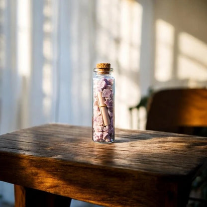 Lepidolite Crystal Wish Bottle. Wish Jar. Mini Bottle of Crystals for Anxiety, Calm and Clarity Crystal Gift for Him / Her.
Crystal Gift, Manifesting Jar, Manifest Crystals | 5 out of 5 stars | @SASARAworld