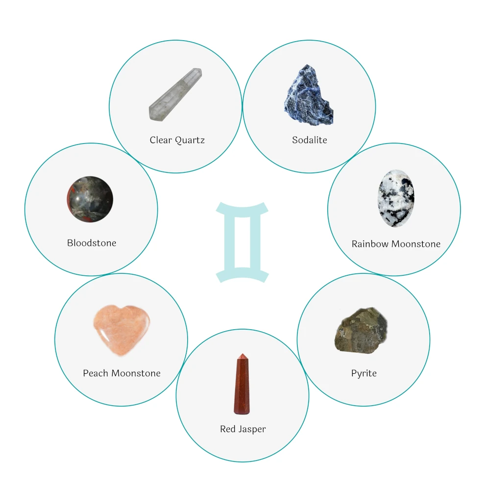 SASARA • Responsibly-Sourced, Genuine Crystals for Geminis (May 21 – June 21): 7 Piece Crystal Set