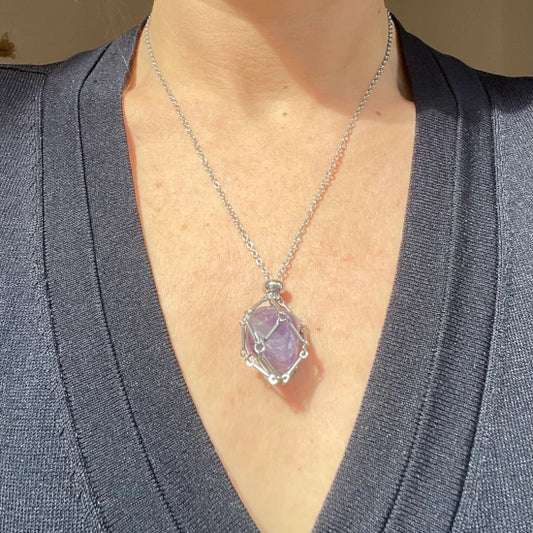 Amethyst for Anxiety Interchangeable Crystals Necklace Set. Mix & Match Crystal Necklace Set, Silver | Premium Quality Crystals | @SASARAworld