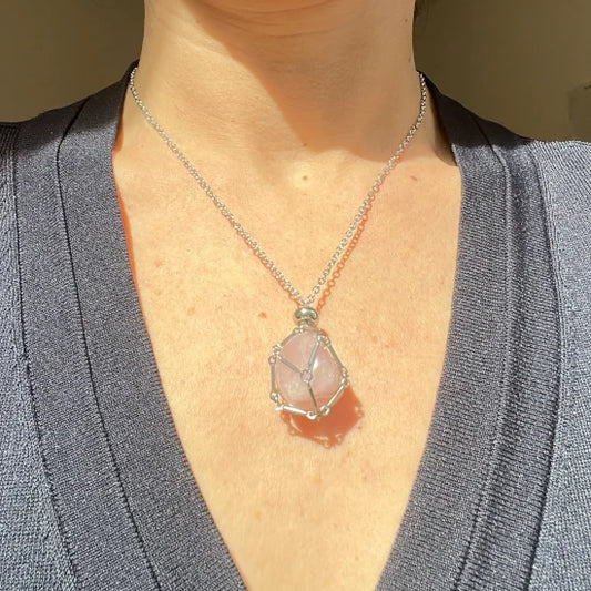 Rose Quartz for Love Interchangeable Crystal Necklace Set. Mix & Match Crystals Necklace and Chain Set, Silver | Premium Quality Crystals | @SASARAworld