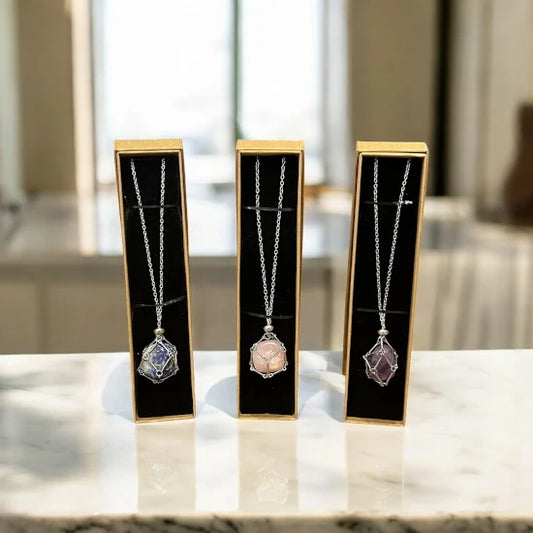 Interchangeable Crystals Necklace Set. for Love, Confidence and Anxiety. Mix & Match Crystal Necklace Set, Silver | Premium Quality Crystals | @SASARAworld