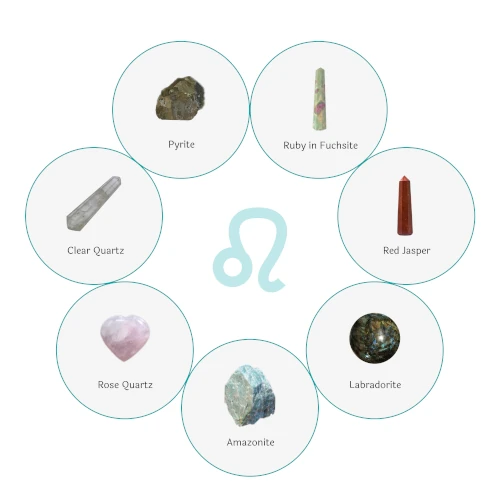 SASARA • Responsibly-Sourced, Genuine Crystals for Leos (July 23 – August 22): 7 Piece Crystal Set
