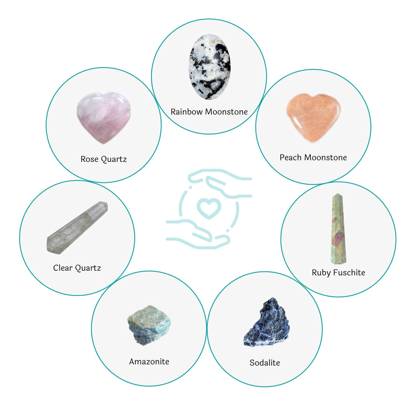 SASARA • Responsibly-Sourced, Genuine Crystals for Love & Belonging: 7 Piece Crystal Set