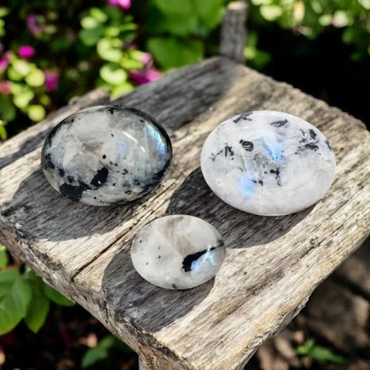 White Labradorite (Rainbow Moonstone) Crystal Palm Stone for Intuition, Wisdom, Clarity, Strength and Growth | Premium Quality Crystals | @SASARAworld