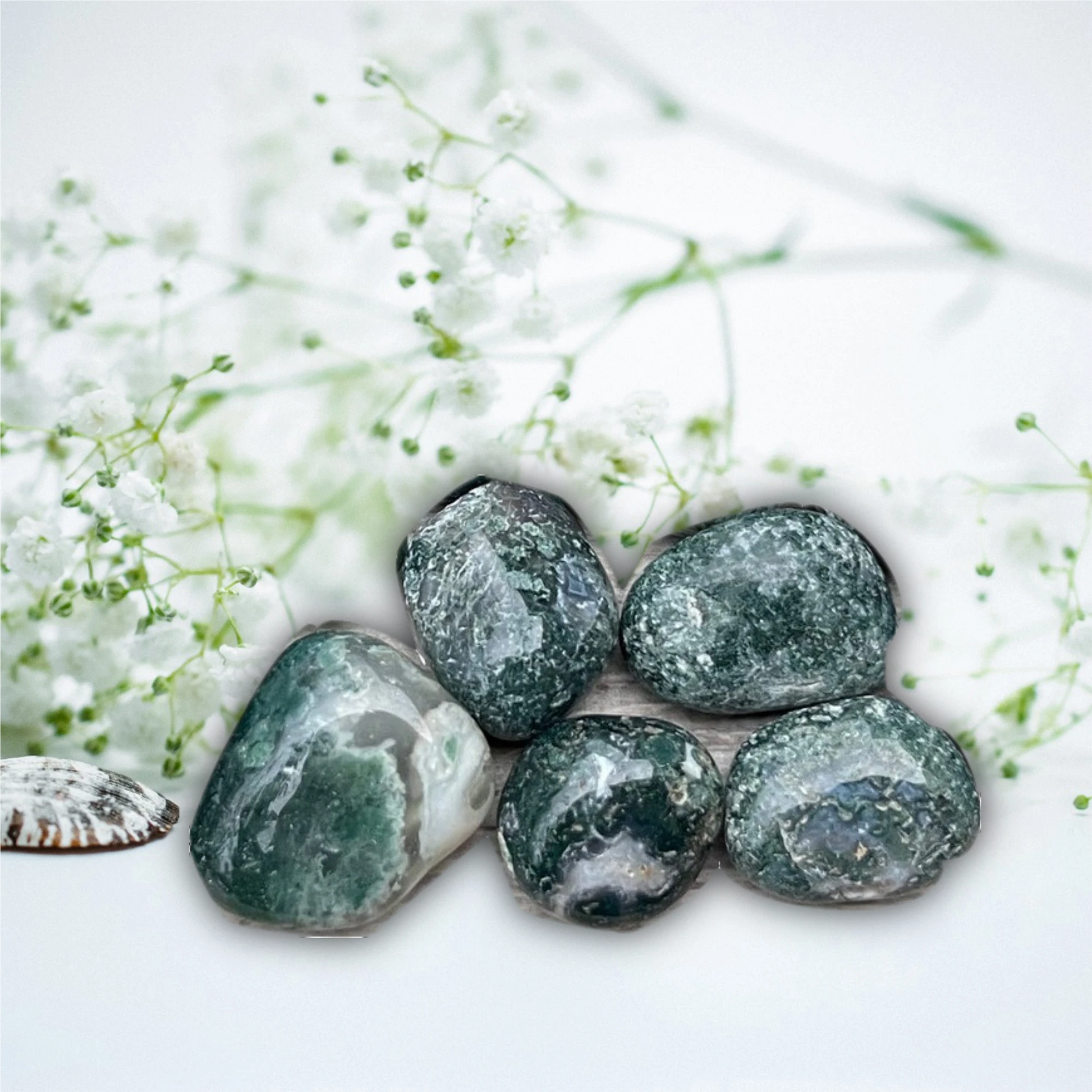 © SASARA • Mindfully-Sourced, High-Quality Moss Agate Fluorite Crystals